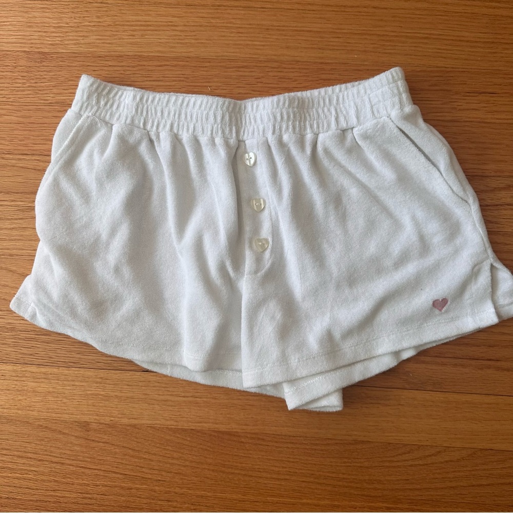 Stoney Clover Lane White Terrycloth Shorts Lightweight Elastic Waist